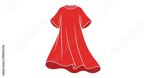 Red dress illustration with minimal style for fashion design and apparel concept