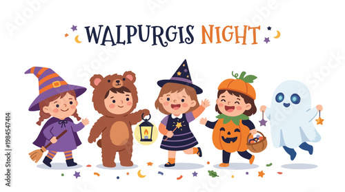 Vector of a children celebrating Walpurgis Night 1