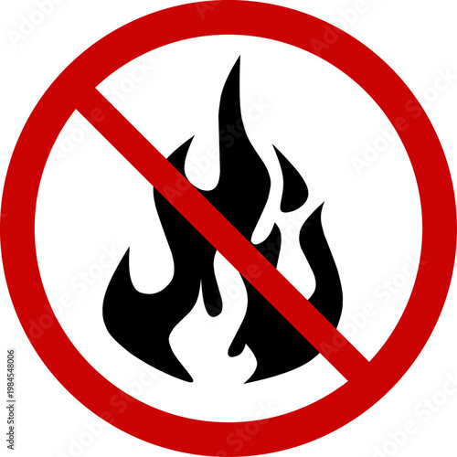 No Open Flames Allowed Sign, Fire Hazard Warning Symbol