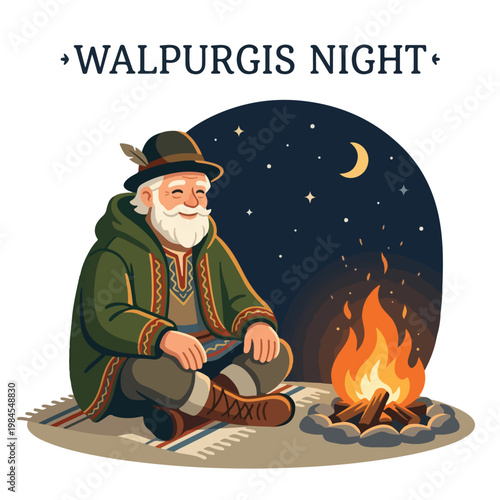 Vector of a grandpa celebrating Walpurgis Night 2