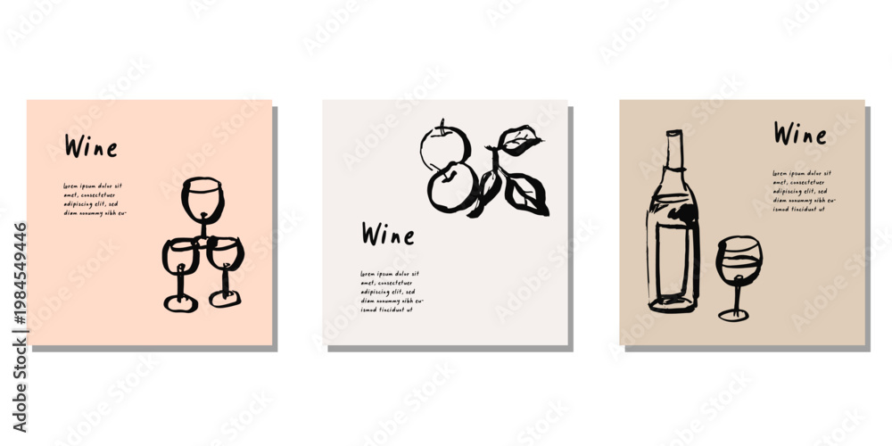 Fototapeta premium Hand drawn wine icons, poster templates