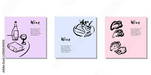 Hand drawn wine icons, poster templates