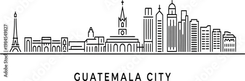 Guatemala City skyline with buildings and towers  cityscape illustration