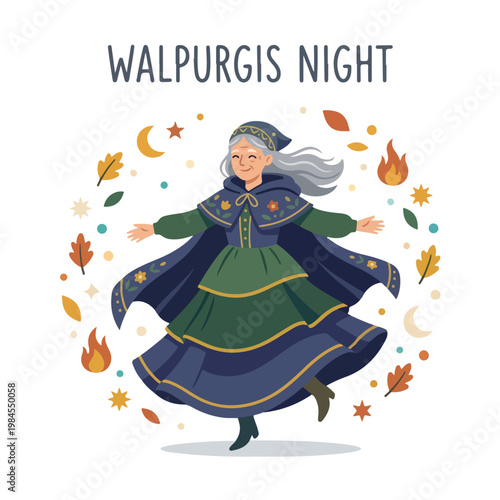 Vector of a grandma celebrating Walpurgis Night 4