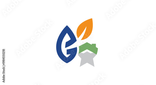 Eco-friendly home emblem combining nature and architecture with green concepts