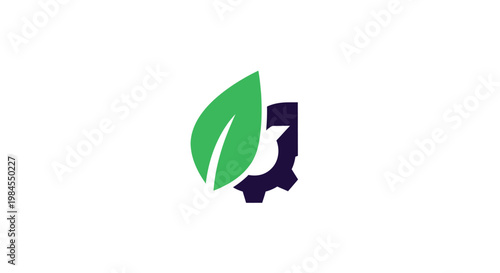 Eco-friendly Technology and Sustainable Industry Conceptual Logo Depiction on White Background