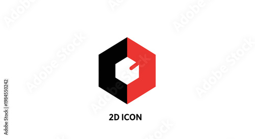 Geometric icon with hexagon shape and color scheme, suitable for various design projects