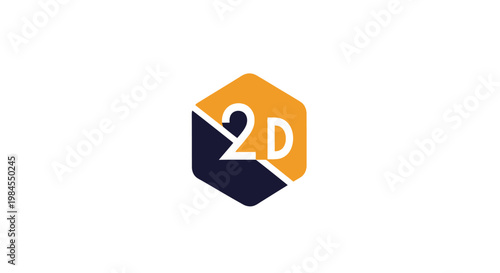 Geometric 2D logo design with a hexagon shape and a striking color scheme