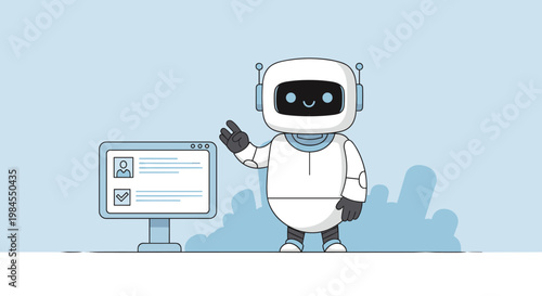 AI assistant robot managing tasks and checklist system automation technology illustration