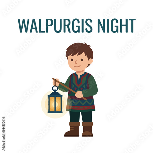 Vector of a little boy celebrating Walpurgis Night 3