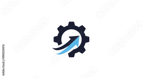 Gear with upward arrow signifying progress, development, and improvement for business concepts
