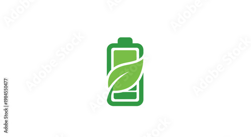 Eco-friendly energy concept symbolized by a green battery and leaf for sustainable power
