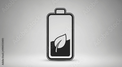 Eco-friendly battery graphic representing sustainable power and renewable energy sources for