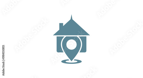 House location icon depicting pinpointed real estate or property with GPS coordinates on white