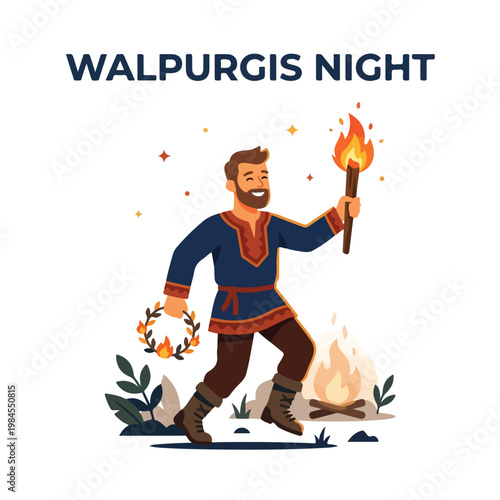 Vector of a man celebrating Walpurgis Night 1