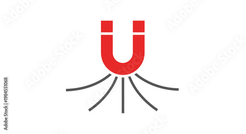 Aesthetic depiction of a magnet attracting unseen forces in a minimalist style illustration