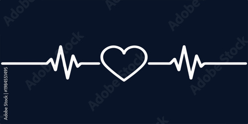 Heart and heartbeat symbol forming a pulse line for medical cardiology healthcare and love through a vector cardiogram illustration showing life care and healthy ekg monitor graph