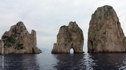Famous Faraglioni sea stacks on Capri island