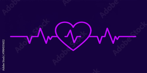 Medical illustration showing a heart beat cardiogram on a monitor forming a heart shape with an EKG pulse line to represent cardiology health and life