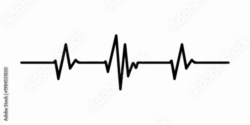 A green cardiac ekg line forming a heartbeat wave in the shape of a heart on a medical monitor to track hospital healthcare and healthy pulse rate cardiology