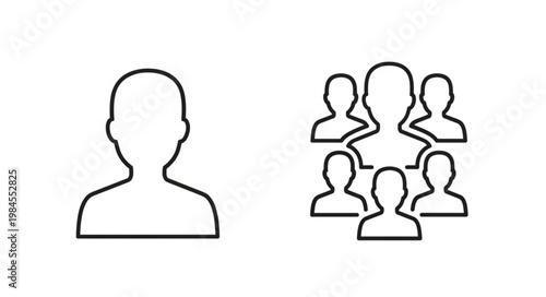 Single Person Versus Group of People Icon Comparison.
