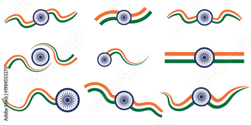 Set of Indian tricolour ribbons for Republic Day and Independence Day.