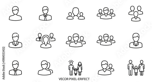 Collection of simple human figure icons representing people and groups.