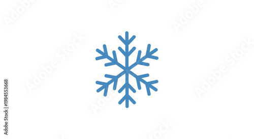 A stylized depiction of a snowflake icon on a white background representing winter