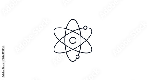 Minimalist Atom Illustration Depicting Scientific Concepts and Energy with Simple Lines