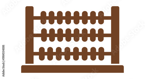 Abacus Illustration in Brown Color on White Background for Educational Purposes