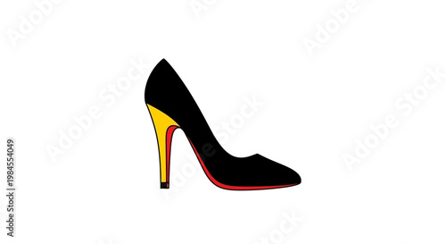 Elegant high-heeled shoe design with a sophisticated color palette on white background