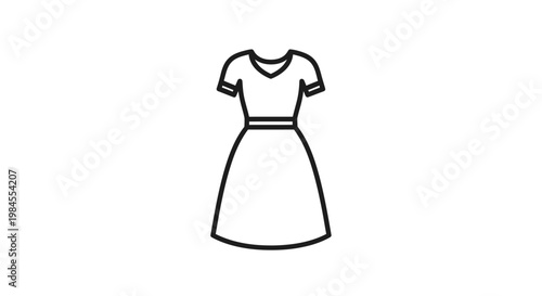 Simple line art illustration of a dress, suitable for fashion design and apparel