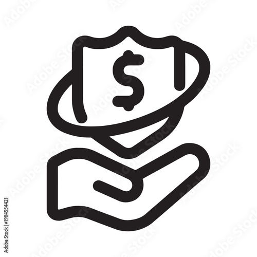 Dollar Shield Protection on Hand Icon