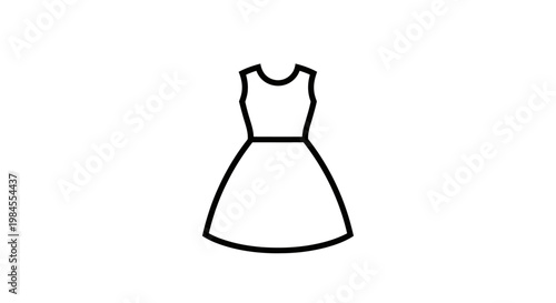 Minimalist graphic outline of a sleeveless dress in black color for fashion themes