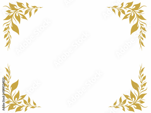 Elegant Gold Floral Corner Border Luxury Botanical Frame for Wedding Invitation Design