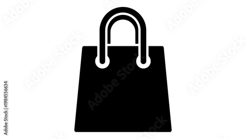 Solid black shopping bag glyph icon isolated on white background