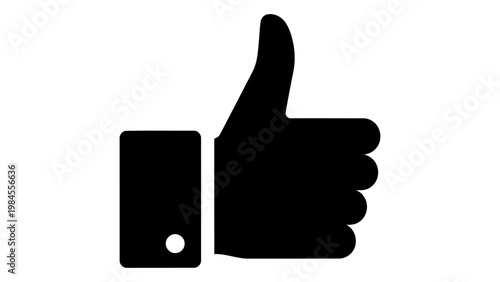 Solid black thumb up icon representing approval, agreement or success on white background