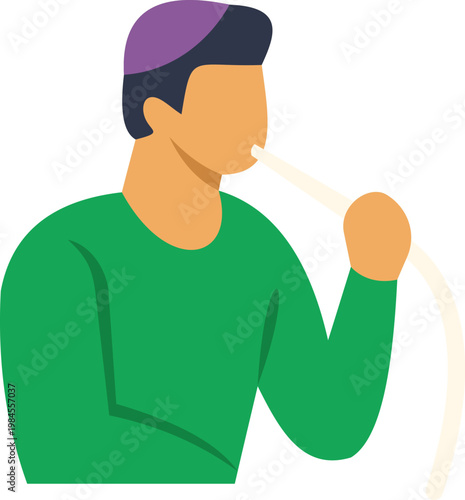 Man smoking from a traditional water pipe, a cultural activity