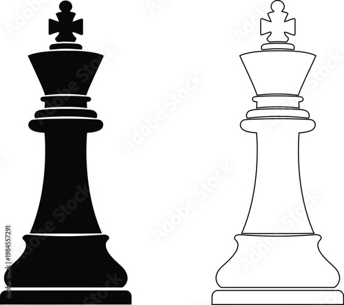 Chess kings black and white royalty facing each other in silhouette