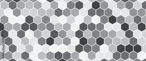 Gray, black, white beehive background. Honeycomb, bees hive cells pattern. Bee honey shapes. Vector geometric seamless texture symbol. Hexagon, hexagonal raster, mosaic cell sign or icon.