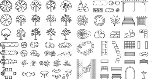 Bilde på lerret Top view landscape and garden elements vector set