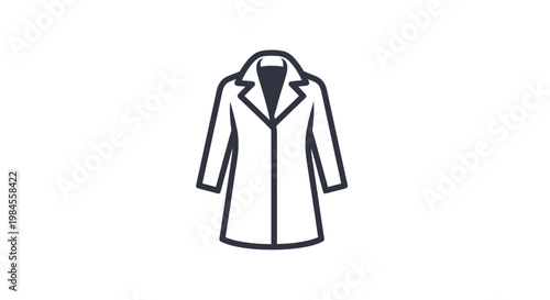 Minimalistic outline illustration of a classic overcoat design isolated on white background
