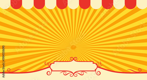 Vibrant carnival entrance with colorful lights and ornate designs unfolding