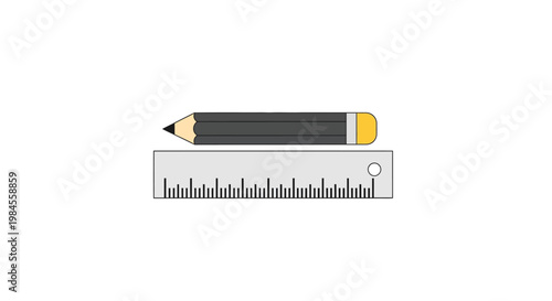 Graphic illustration of a pencil and a ruler, perfect for educational content or design