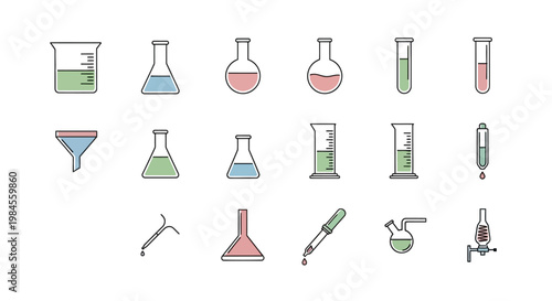 Minimalist Illustration of Laboratory Equipment Representing Science, Research, and Experiments