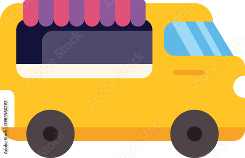 Yellow food truck van providing mobile catering and refreshment services