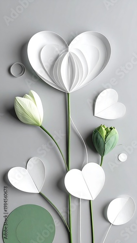 Heart Paper Flowers.