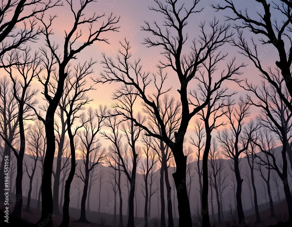 Obraz premium Misty Dawn Enchanted Ancient Forest