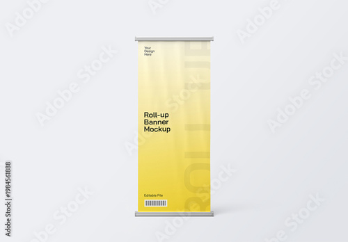 Roll-Up Banner Mockup on White Background