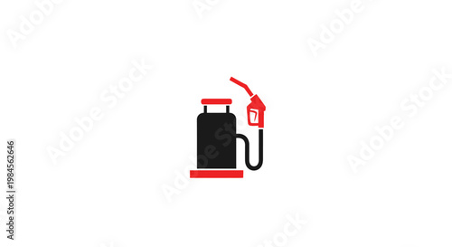 Minimalist Fuel Station Illustration with Red and Black Color Scheme